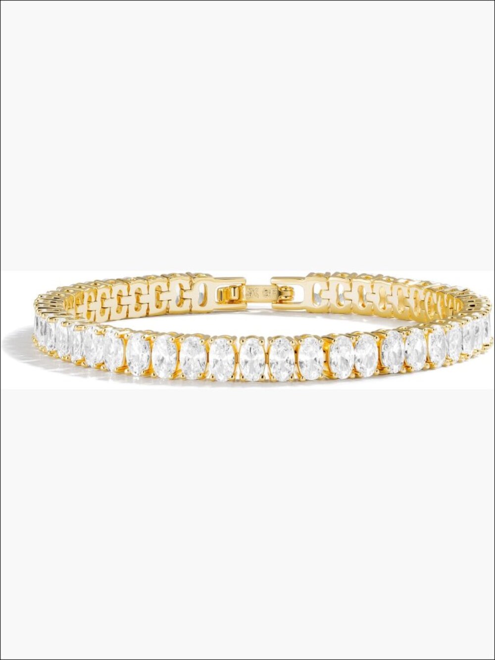 14K Gold Tennis Bracelet for Women with Oval Cubic Zircon